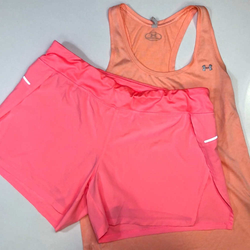 Bright Workout Tank (M) and Shorts (L)